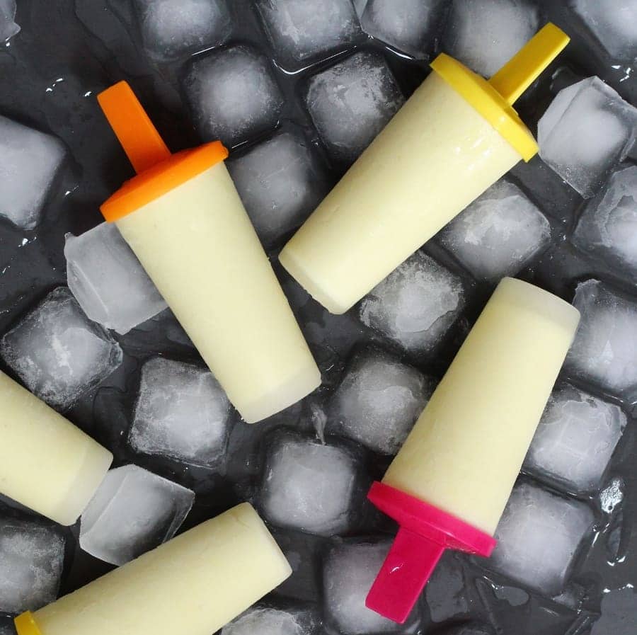 homemade coconut milk ice lollies with pineapple as a homemade frozen dessert recipe