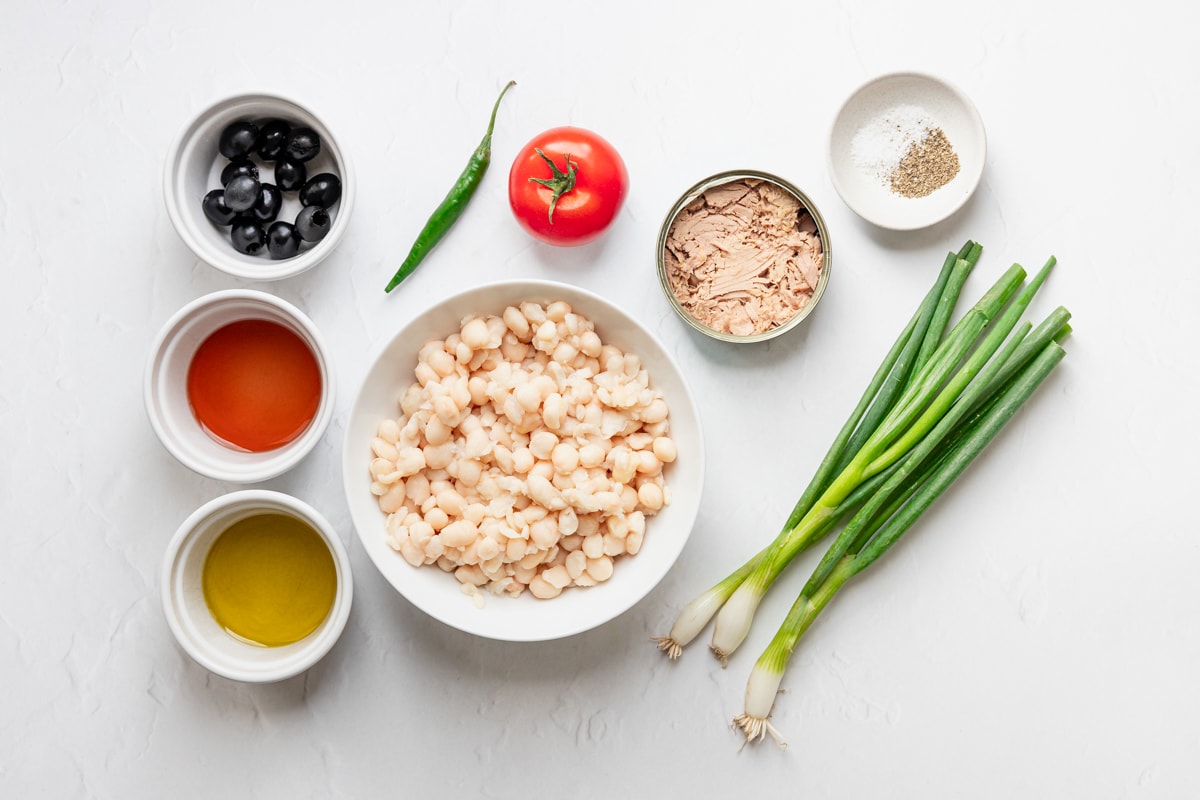 Ingredients for tuna cannellini bean salad