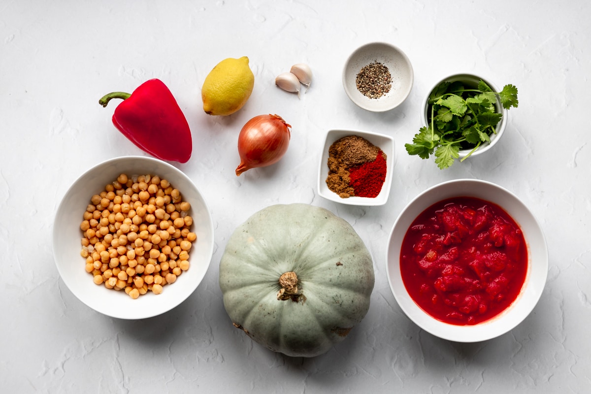 Ingredients for Moroccan pumpkin stew