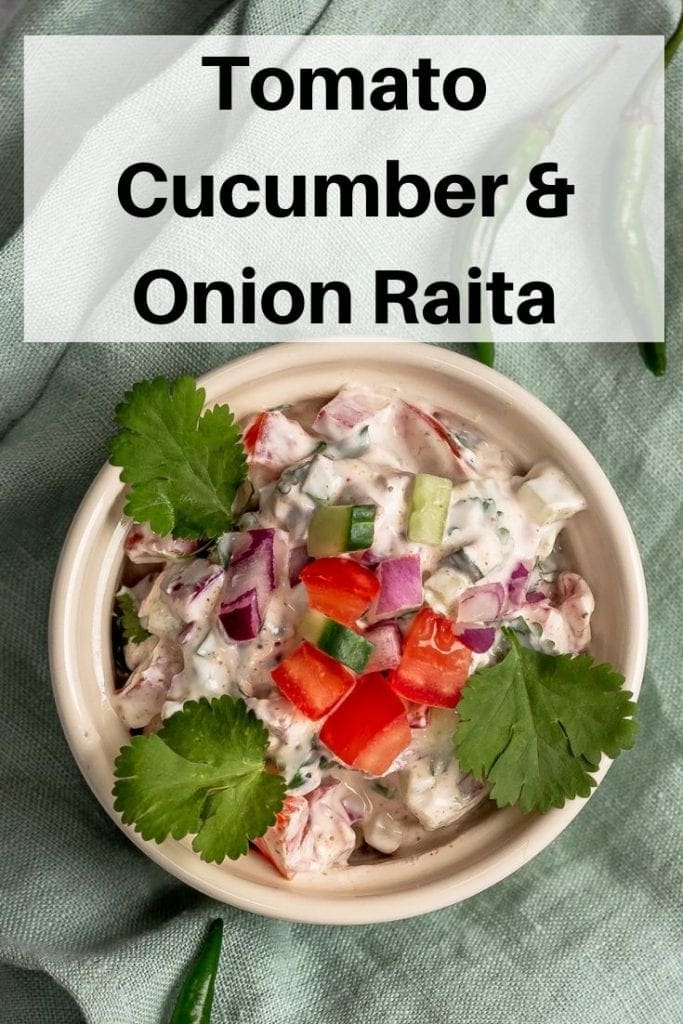 tomato cucumber onion raita pin image