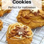 spiced pumpkin spider cookies pin image