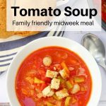 Tomato and sausage soup pin image