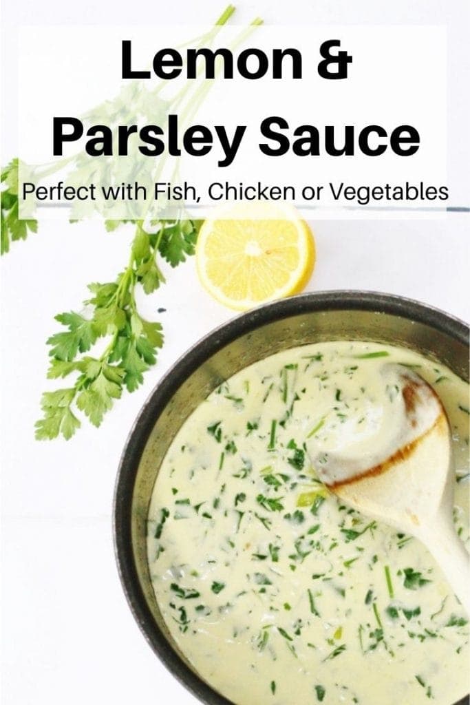 lemon and parsley sauce pin image