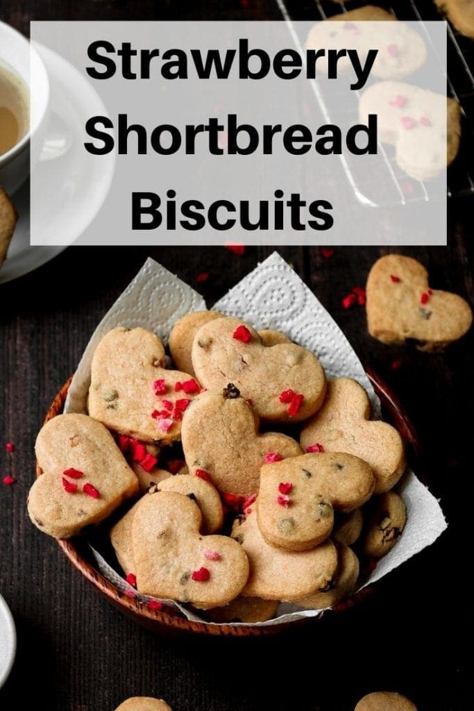 strawberry  heart shortbread biscuits pin image