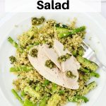 Pesto quinoa chicken salad pin image