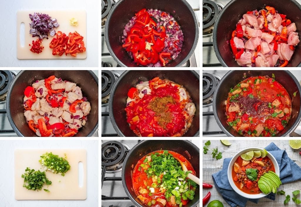 MExican chicken stew step by step