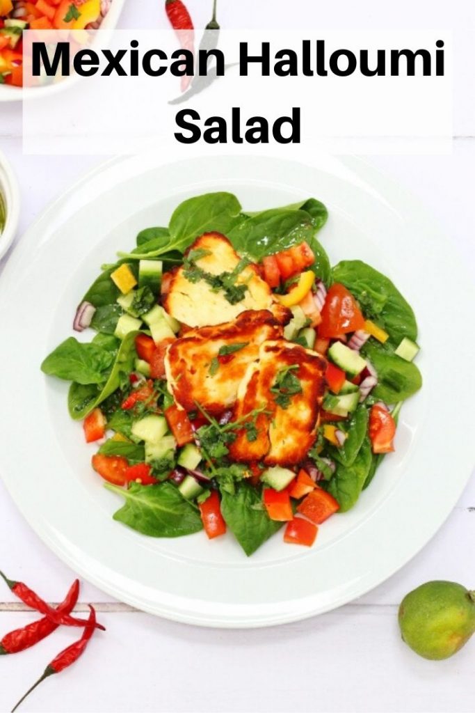 Mexican halloumi salad pin image