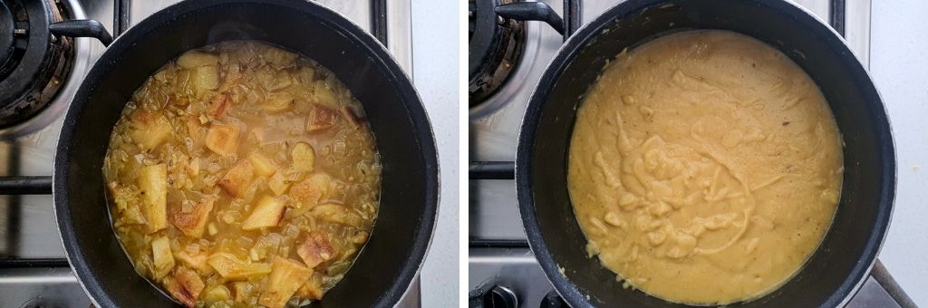 parsnip soup before and after blending