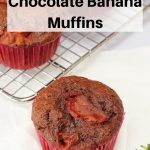 Strawberry chocolate banana muffins pin image