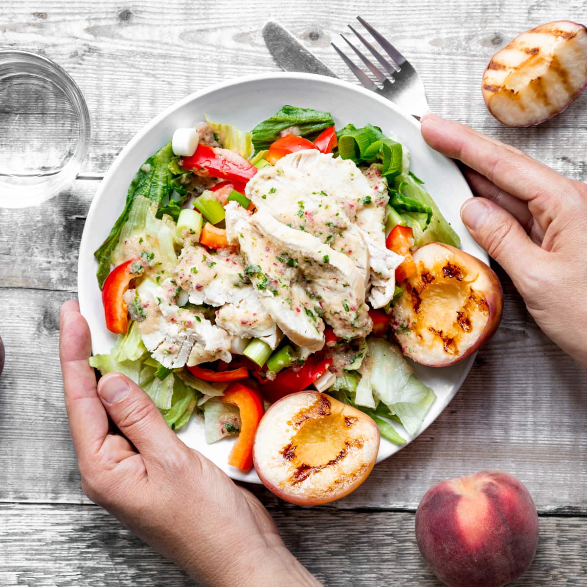 Chicken and peach salad