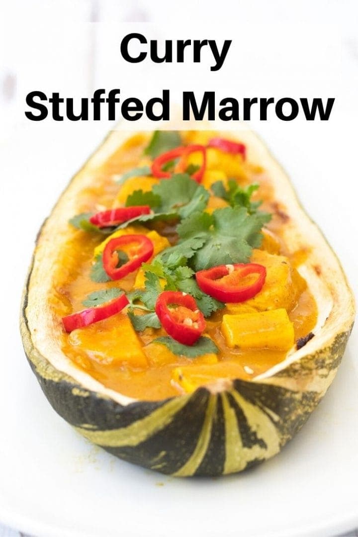Baked marrow stuffed with curry