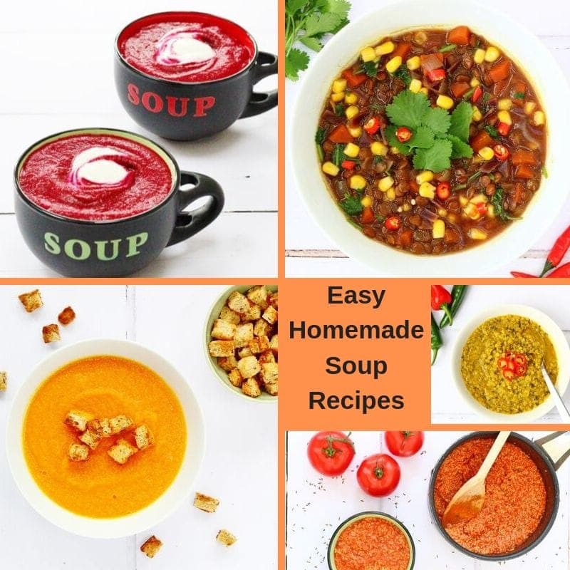 Collage of easy homemade soup recipes