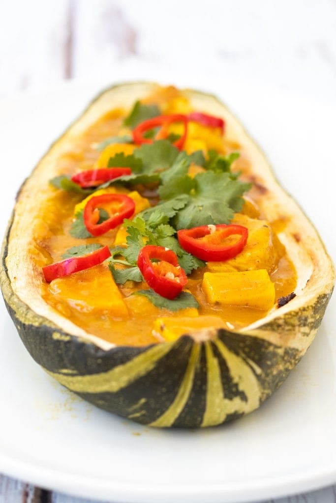 Baked marrow filled with curry