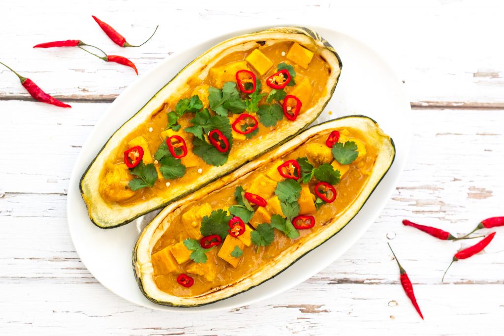 stuffed baked marrow filled with curry