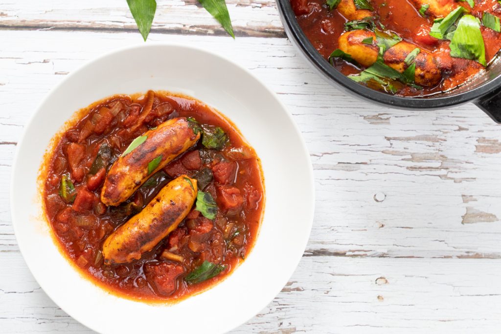 wild garlic and sausage stew