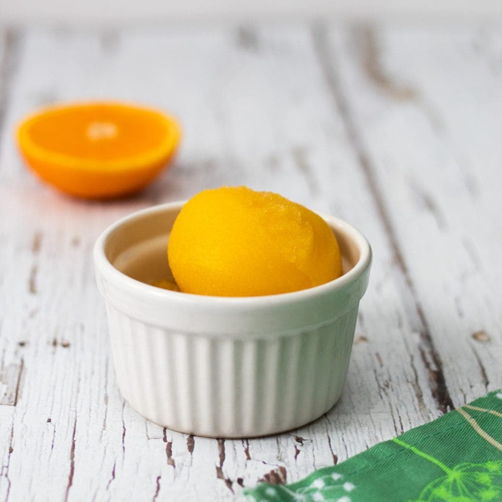 ginger and orange sorbet in a bowl