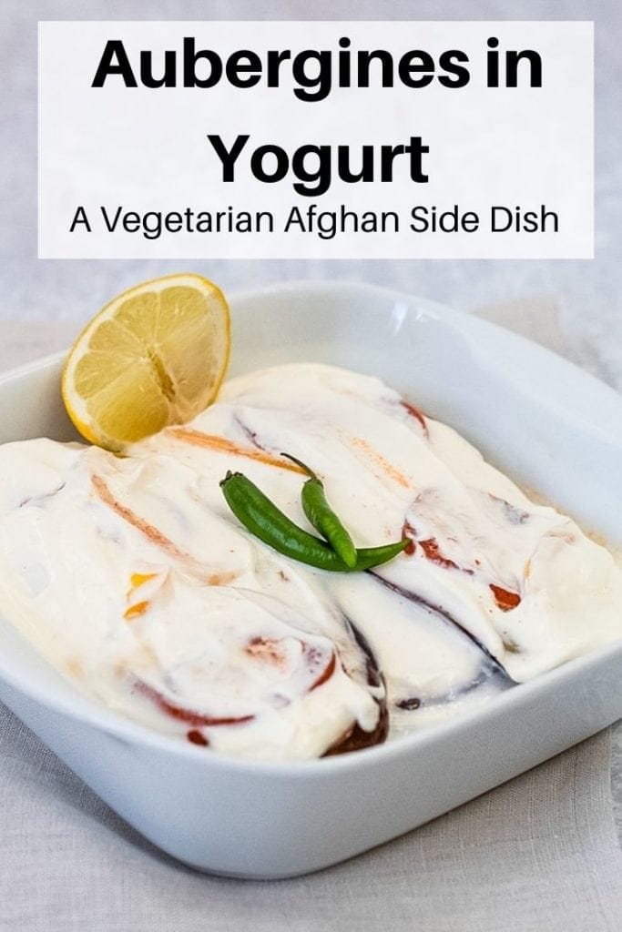 aubergines in yogurt pin image