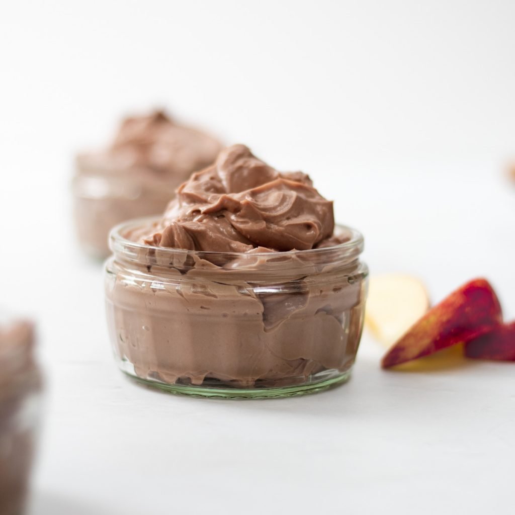 Ramekin of chocolate cheesecake dip