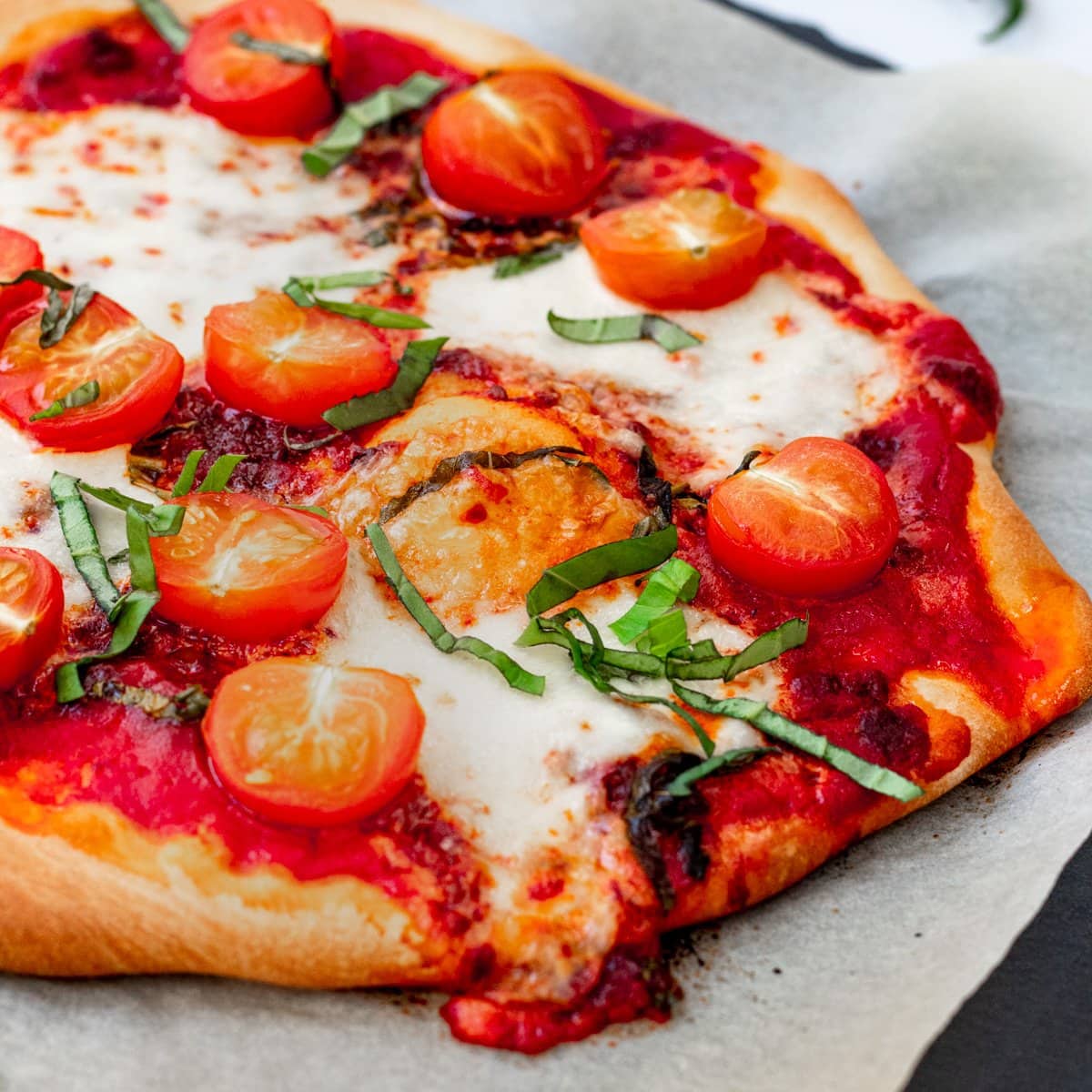 spicy margherita pizza close up