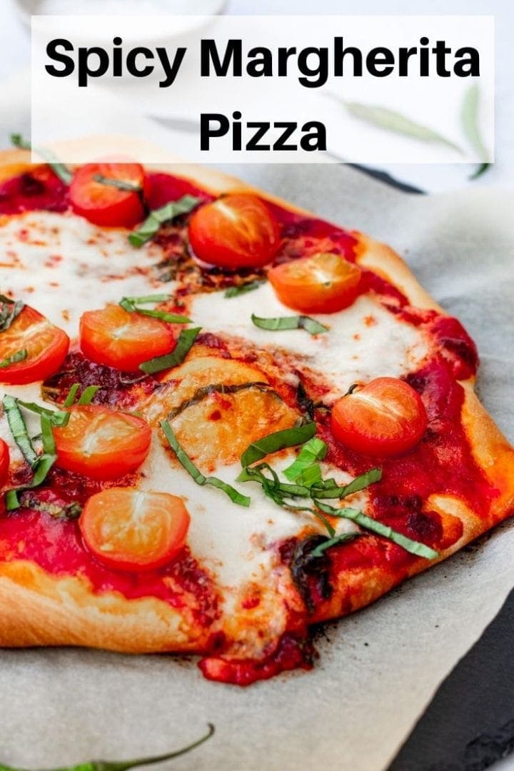 spicy margherita pizza pin image