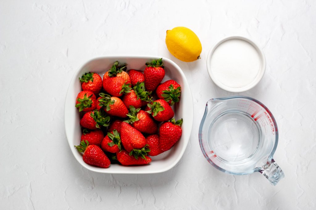 Ingredients for strawberry sorbet