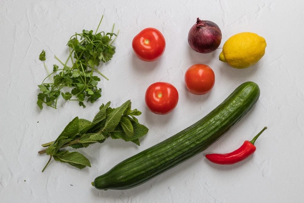 Ingredients for kachumber salad