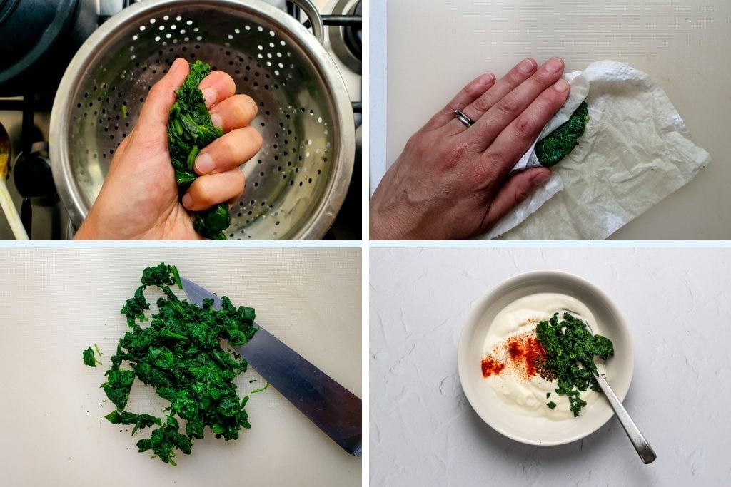 Making spinach raita step by step pictures