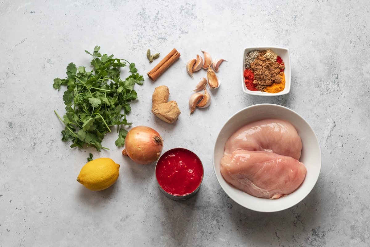 Ingredients for chicken madras curry