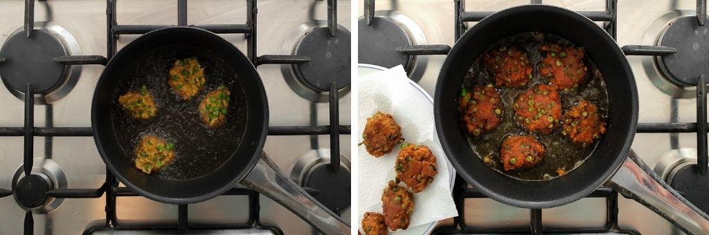 cooking the pea pakoras