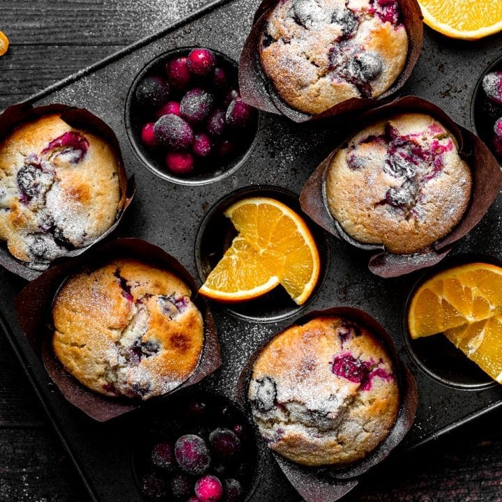 orange and cranberry muffins in tray