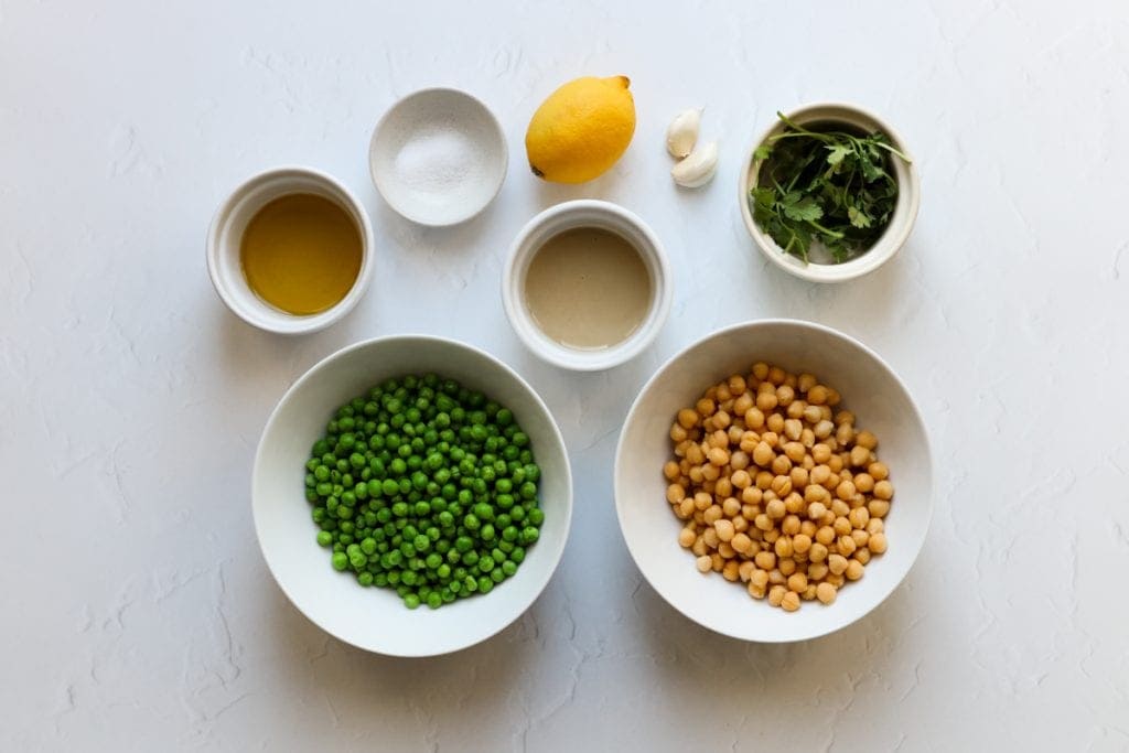 Ingredients for green pea hummus