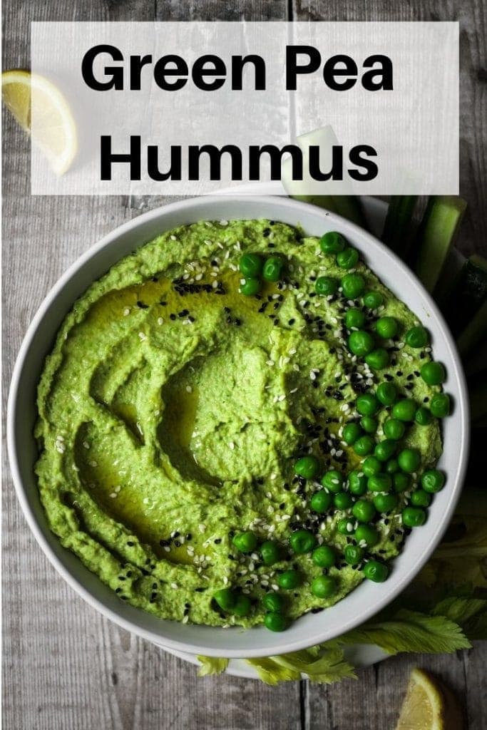 Green pea hummus pin image