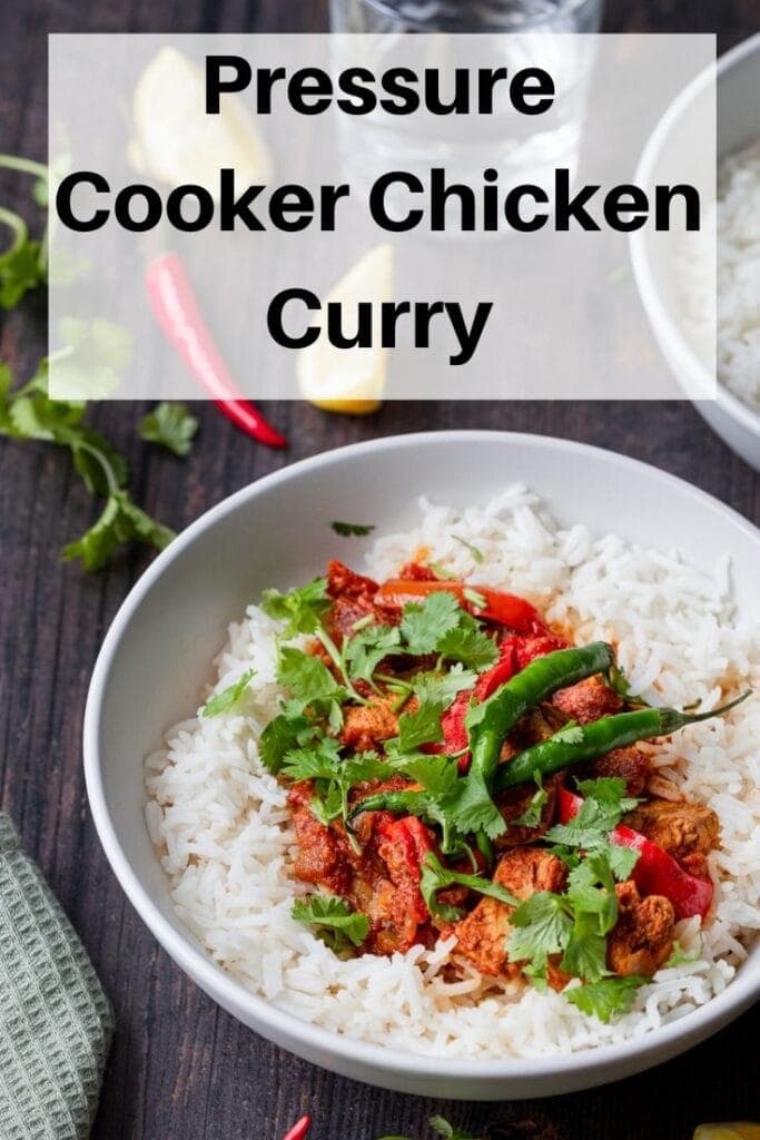 Pressure cooker chicken curry pin image