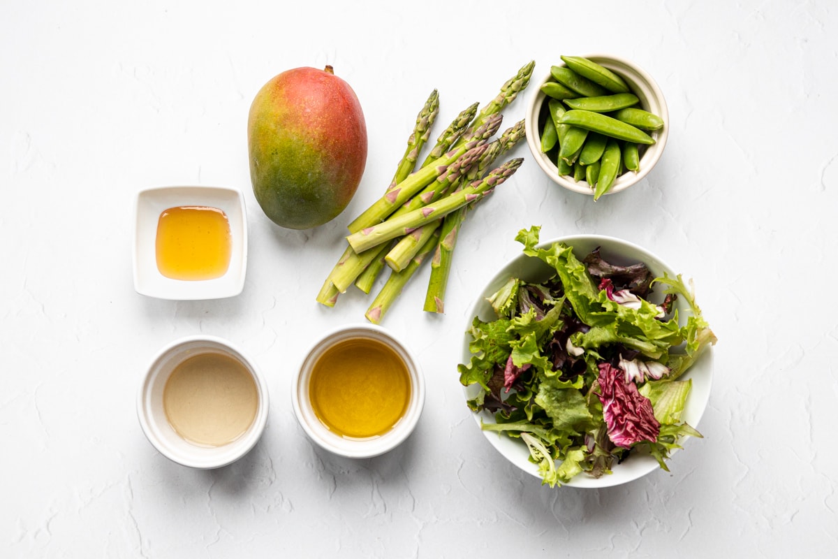 Ingredients for the mango vinaigrette and salad