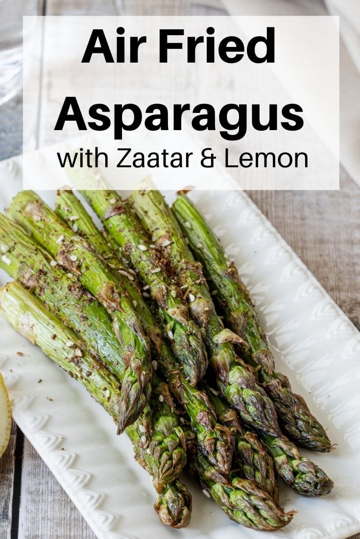 Air fried asparagus on a plate