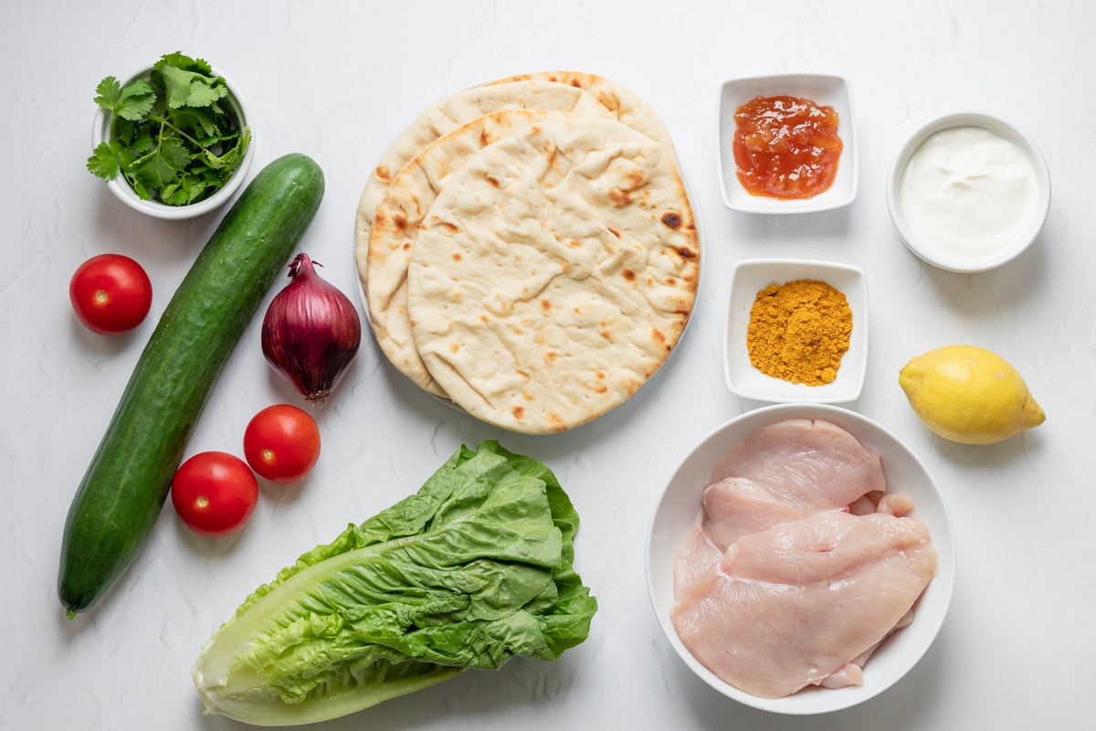 Ingredients for Indian chicken wrap
