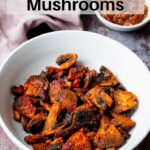 Spicy air fried mushrooms pin image