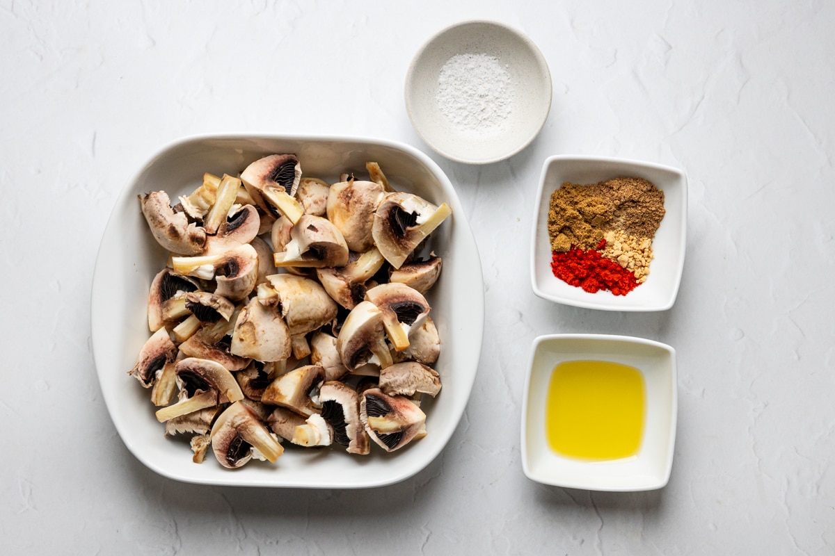 Ingredients for spicy air fried mushrooms