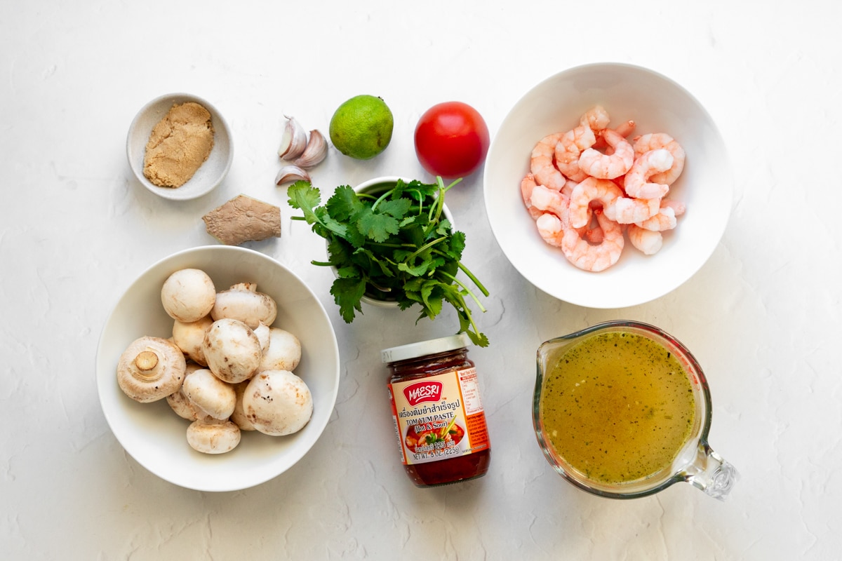 Ingredients for quick tom yum soup