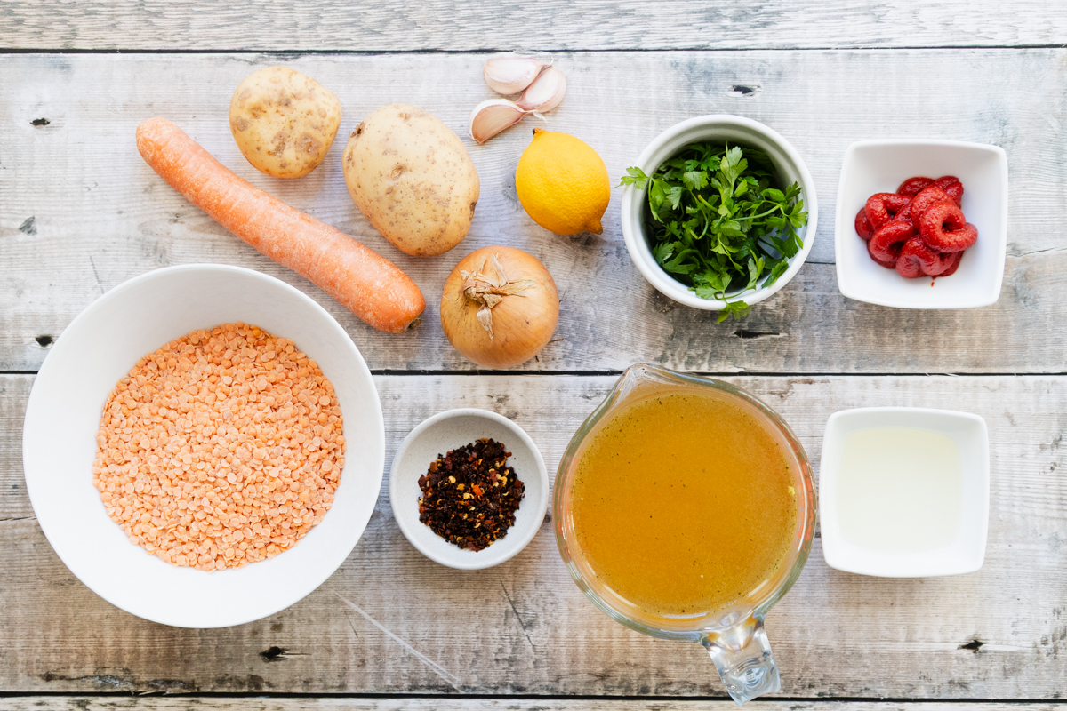 Ingredients for Turkish lentil soup