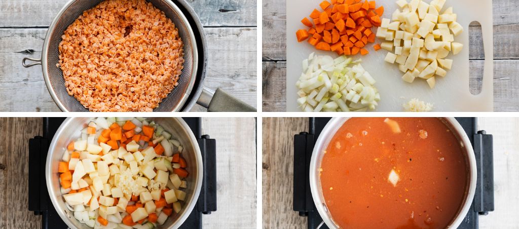 Turkish lentil soup step by step