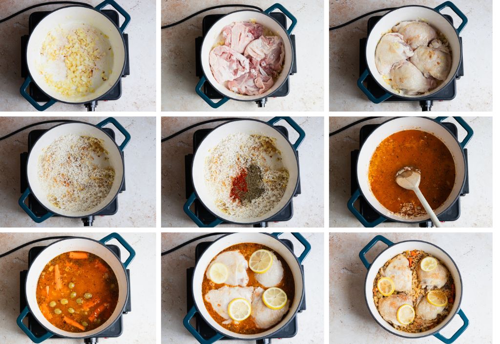 How to make one pot Greek chicken and rice step by step