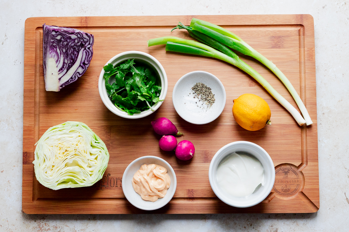 Ingredients for rainbow slaw