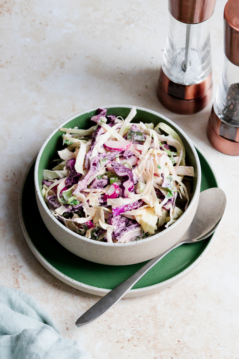 bowl of Nandos inspired rainbow slaw