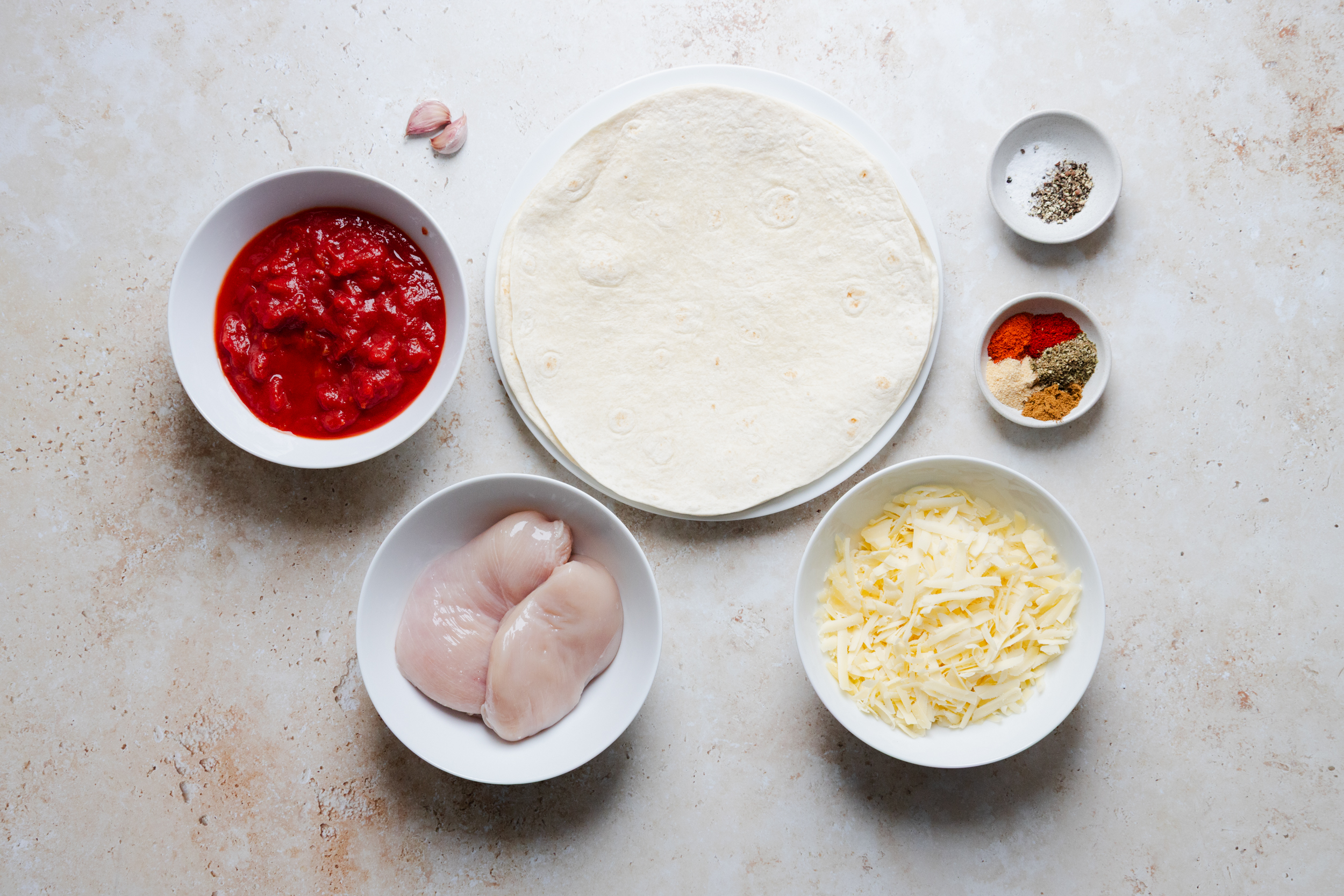 Ingredients for chicken enchiladas